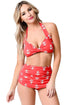 Retro 1950s Red Anchors Halter Sailor High Waist Swimwear